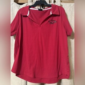 Red Polo Shirt with Razorback logo.